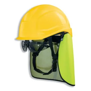 uvex pheos S-KR-IES Schutzhelm mit Kinnriemen - mit Nackenschutz - mit Schutzbrille - mit Lüftung -  gelb 55 cm - 61 cm - 9772157