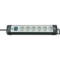 Premium-Line Steckdosenleiste 6-fach schwarz/hellgrau, 5 Meter