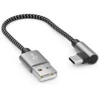 deleyCON deleyCON 0,15m USB A zu USB C Kabel USB-C Stecker 90° Gewinkelt Kurze USB-Kabel