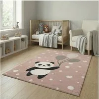 Jimri Kinderteppich Happy Friends Teppich für Kinderzimmer, Kinderteppich Bär Hase Panda, Läufer