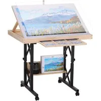 Insma Puzzleunterlage Puzzletisch Puzzlebrett für 1500-Teile Puzzle mit 4 Rollen, (Puzzleboard mit Schubladen, Abdeckung), höhen- & winkelverstellbar, klappbar 82,5×59,5×94 cm