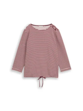 Tom Tailor - Langarmshirt mit Knopf-Details light pink preppy plum stripe - Gr. - L