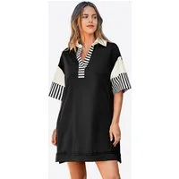 Imily Bela Minikleid Damen Polo Oversized Sweatshirt Kleider (Packung, 1-tlg., 1per-Pack) mit V-Ausschnitt