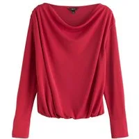 Next Blusenshirt Langärmeliges, drapiertes Oberteil mit Ballonsaum (1-tlg)