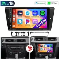 ESSGOO Für BMW 3ER E90 E91 E92 E93 Carplay RDS Android 15 Autoradio GPS Navi Autoradio (RDS, 4+64GB(optional), DAB (optional), FM, AM, DAB+ (optional), Carplay Android Auto Bluetooth EQ USB GPS Navi WIFI Touchscreen)