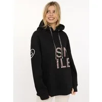 Zwillingsherz Hoodie "Alissa Shiny" glänzender Print, Daumenloch, Kordel, gesticktes Herz am Ärmel