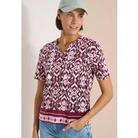 CECIL Print-Shirt mit geschlitztem Rundhalsausschnitt