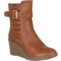 LOVENESS Damen Stiefel Winterstiefelette LN02 Winterstiefel Stiefelette Winterstiefelette Damenwinterstiefel Leicht gefüttert Keilabsatz