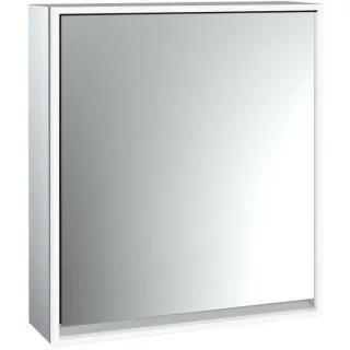Emco Loft Aufputz-Lichtspiegelschrank 979805100 600x733mm, LED umlaufend, 1 Tür, Anschlag links, aluminium/Spiegel