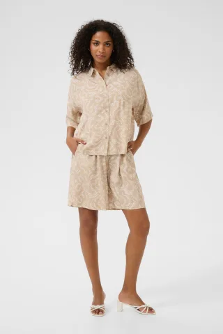 Langarm - Hemd Baggy fit Feather Gray/Chalk Lace Print grey white