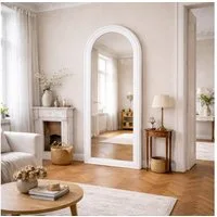 LebensWohnArt Wandspiegel Design Rundbogen Spiegel 180x85cm FORMOSA weiss Wandspiegel