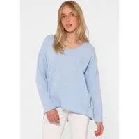 Zwillingsherz Sweatshirt "Positive Mind" ausgefranster V-Ausschnitt, Used Look, Langarm, Schriftzug