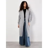 Apricot Cardigan Midi-Strickjacke (1-tlg) mit Zopfmuster