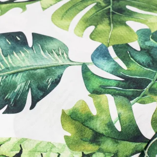 Baumwollstoff-Digitaldruck "Monstera", Serie Ria, weiß-color