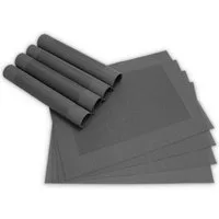 matches21 HOME & HOBBY Platzset Tischsets BORDA 8er Set Schwarz als Tischuntersetzer, (8-St), Abwaschbare Platzsets als Tischunterlagen für Ess-Tisch Tisch-Deko