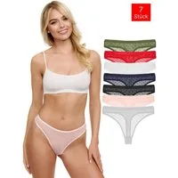 Tazzio String 7er-Pack Damen Tanga Unterhose F918 (Packung, 7-St., 7er-Pack) zeitlos und unsichtbar unter deiner Kleidung