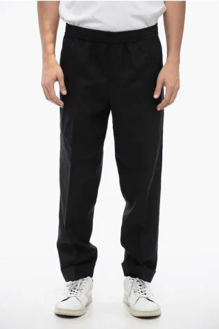 REM-Hose aus Leinenmischung mit elastischem Bund in Schwarz