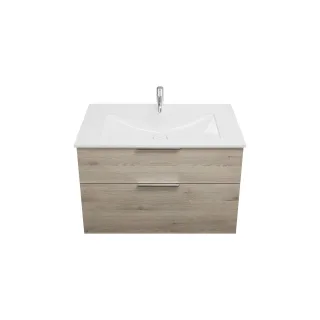 Burgbad Mineralguss Waschtisch-Set Eqio Eiche Dekor Flanelle/Alpinweiss, SEYU092F2632C0001 SEYU092F2632C0001