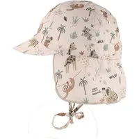 MAXIMO Schirmmütze (1-St) Beige, Dschungeltiere, Nackenschutz, Bindeband, Unisex
