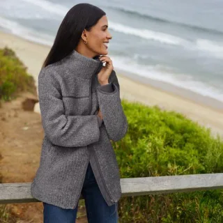 Sherpa-Fleecejacke für Damen in Petite-Größe, Damen, size: petite, Braun, Polyester, by Lands' End