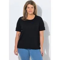 Ulla Popken T-Shirt T-Shirt Rippjersey Rundhals Halbarm Biobaumwolle