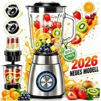 Forrlite Standmixer 2026 Neu Standmixer,Smoothie Maker Maximalstufe 2000W,Glas VitaBoost, 2000 W, Edelstahl Milchshaker Blender 1,5 L,Eiscrusher,6-Klingen für Ice Püree