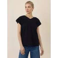 Apart Shirtbluse mit V-Ausschnitt und 3D-Blüten