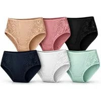 EloModa Taillenslip Damen Slips 6er Pack mit Spitze, elastisch & bequem, 95% Polyamid (6-St) 6er Pack Spitzenslips, hoher Bund, weich & elastisch