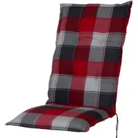 Sun Garden Hochlehnerauflage Hochlehner Prato 90700-313 rot-grau-weiß kariert 122x50x7 cm SG, (1 St), Halteband verstellbar mit Bindebändern