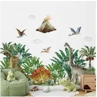 Montegoni Wandtattoo Dinosaurier Wandsticker Kinderzimmer Dino Wandtattoo ablösbar (Mehrteiliges Wandtattoo Set, 2er Set Dinosaurier Wandsticker), Selbstklebend, Wasserfest, Ablösbar, Großformat, Umweltfreundlich