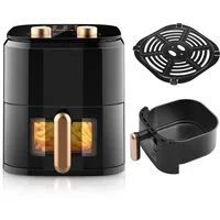 LETGOSPT Heißluftfritteuse Airfryer 5L mit Sichtfenster, Drehknopf für Temperatur & Timer, Ohne ÖL, Kompakter Heißluftfritteuse mit 15 Menüoptionen, 1500 W, 3D-Heißluftzirkulation, Antihaftkorb, Spülmaschinenfest, Fettarm