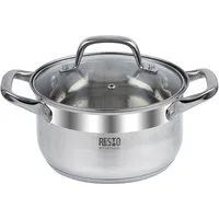 RESTO Kitchenware Kochtopf Libra, Topf energiesparend und spülmaschinenfest, Edelstahl 18/10 (1-tlg), Induktion, für alle Herdarten geeignet mit hitzebeständigem Glasdeckel