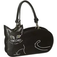 Banned Schultertasche Kitty Kat, Zwei Trageriemen Besticktes Katzenmotiv