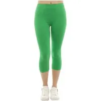 F&K-Mode Caprileggings Damen Capri 3/4 Leggings hoher Bund Baumwolle Hose hoher Bund