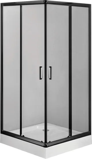 Neuesbad Set: Schwarz Quadratisch Duschkabine Transparent Glas + Duschwanne 90X90CM NB1DEKDDZN41K1