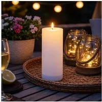 MARELIDA LED-Kerze LED Solar Kerze für Außen Garten Outdoorkerze 7,5x17,5cm Lichtsensor