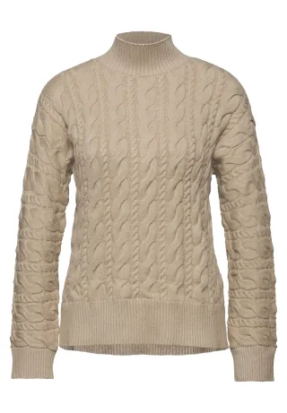 Street One - Pullover mit Zopfmuster sanded beige - Gr. - 42