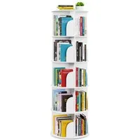SpaceAid Bücherregal 360-Grad drehbares Bücherregal, 1-tlg., Standregal mit 5 Ebenen, weiß