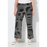Ulla Popken Funktionshose Hose Rose grafischer Druck weites Bein Elastikbund