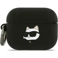 KARL LAGERFELD Kopfhörer-Schutzhülle Case AirPods Pro 3 Silikon schwarz Logo Katze 3D, Kantenschutz