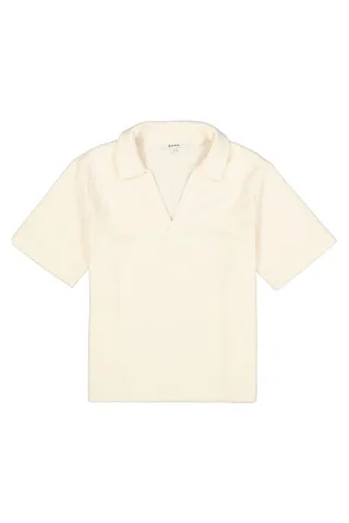 Garcia - Sweatshirt mit Polokragen weiß - Gr. - S