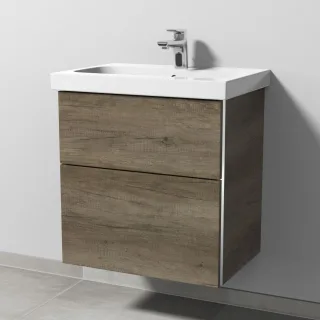 Sanipa 3way Waschtischunterbau zu Geberit iCon Light Waschtisch mit 2 Auszügen, Eiche-Nebraska BR57137