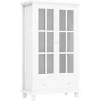 COSTWAY Bücherregal, mit Türen aus Glas, verstellbarem Regal & Schublade