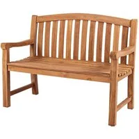 bene living Gartenbank Swindon 120 cm - Teakholz, geschwungende Armlehnen - Rückenlehnen in Sprossenoptik