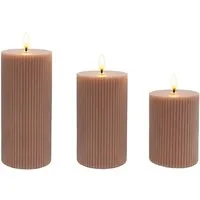 relaxdays LED-Kerze 3er Set, Altrosa