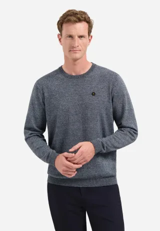 No Excess - Pullover Crewneck 2 Coloured Melange Dusty Blue - Gr. - M