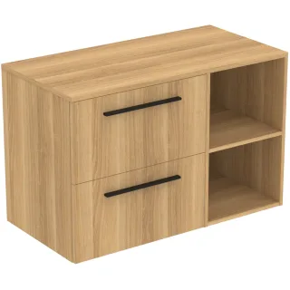 Ideal Standard Möbel-Set 100cm i.life B 2 Auszüge 2 off.Fächer Gr.Schwarz Eiche Natur, T5752NX T5752NX