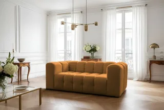Sofa Designersofa SOLVIE 2-Sitzer in Stoff Moly Orange