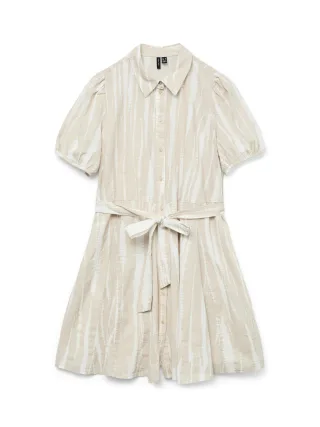 VERO MODA - VMDICTHE 2/4 SHORT VOLUME DRESS WVN GA Silver Lining - Gr. - L