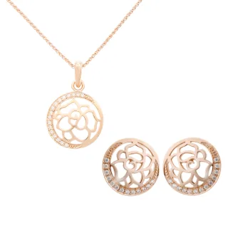 Orphelia 'Blair' Damen 925 Sterling Silber Set: Kettenanhänger + Ohrringe - Rosé SET-7089/1